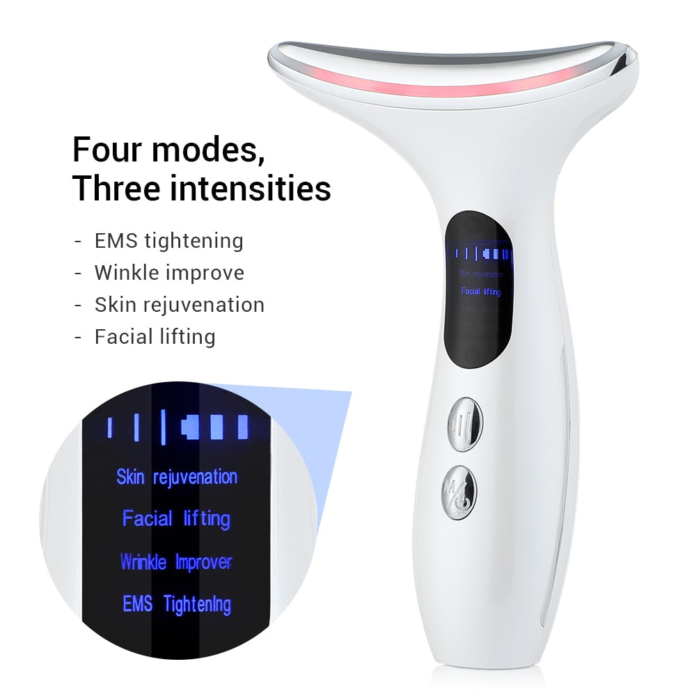 EMS Face Lifting Neck Tightening Vibrator Skin Care Red Light IPL